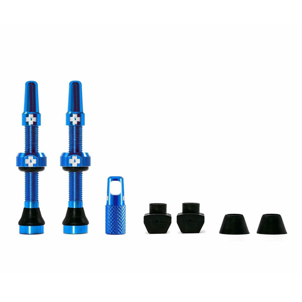 Muc-Off Kit Valves Tubeless  44 mm / 60 mm, Bleu, 2 Pcs