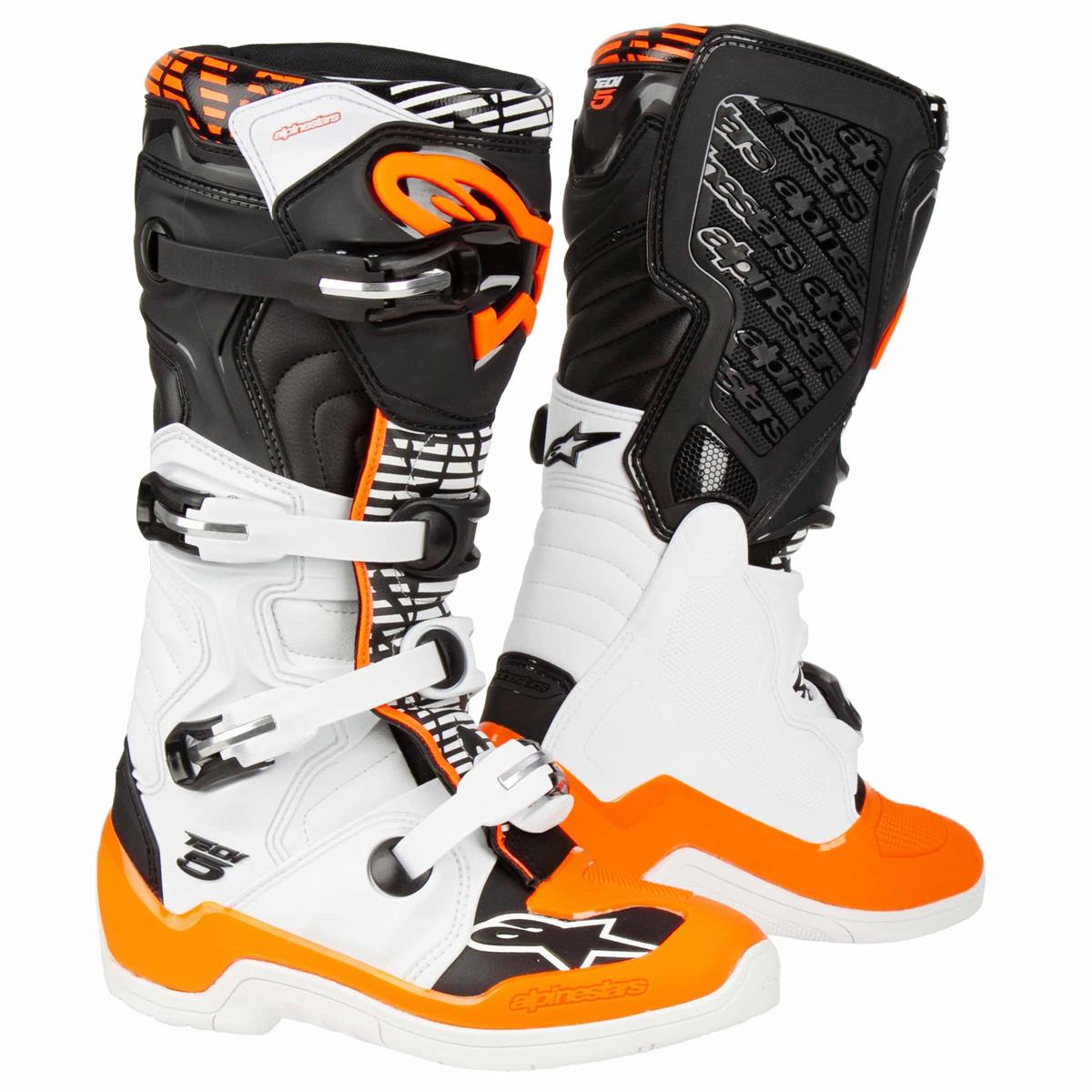 Alpinestars MX Boots Tech 5 White/Black/Orange Fluo
