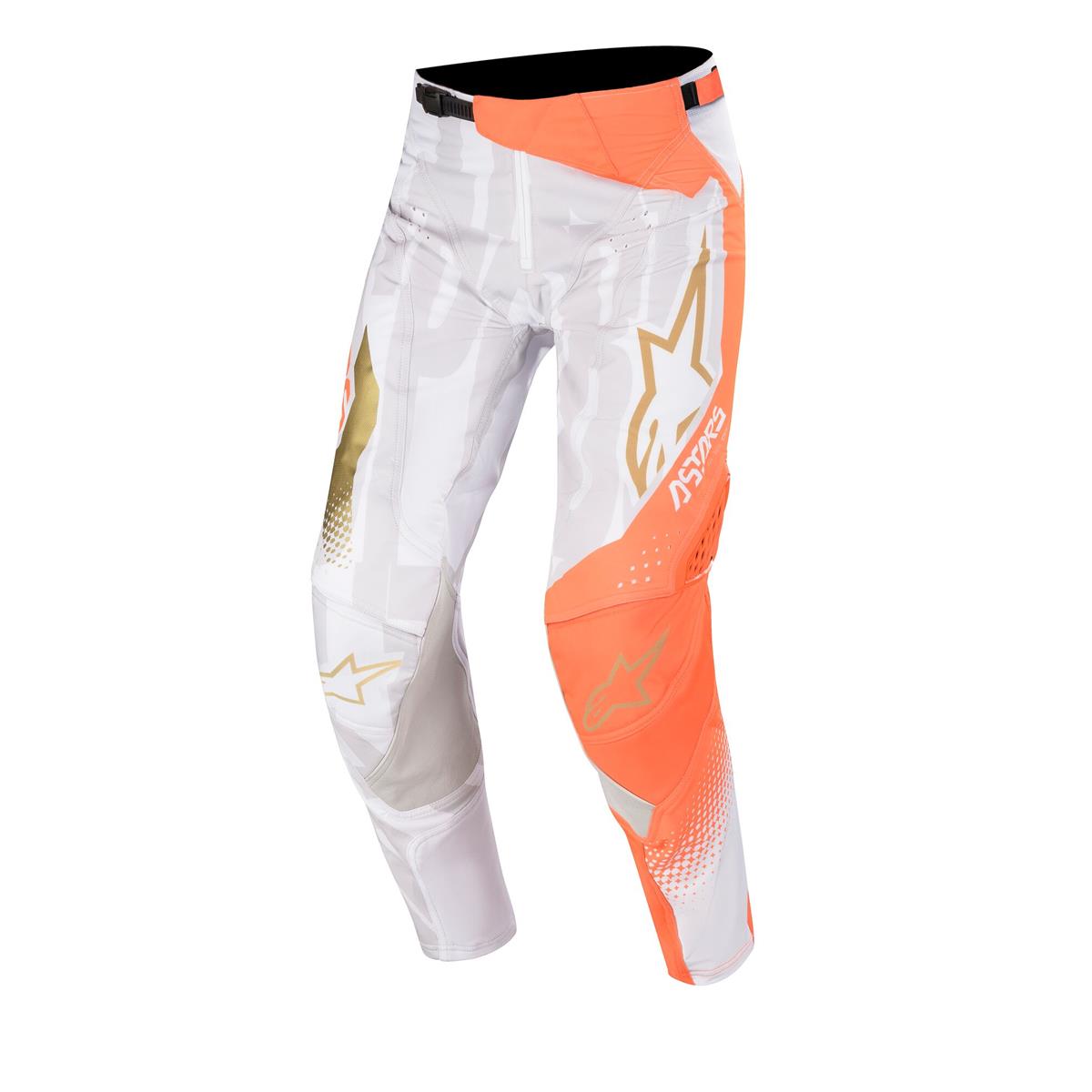 Alpinestars MX Pants Techstar Factory Metal - White/Orange Fluo/Gold