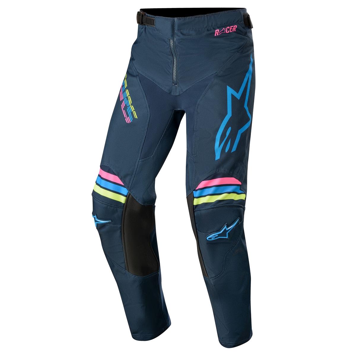 Alpinestars Kids MX Pants Racer Braap - Navy/Aqua/Pink Fluo