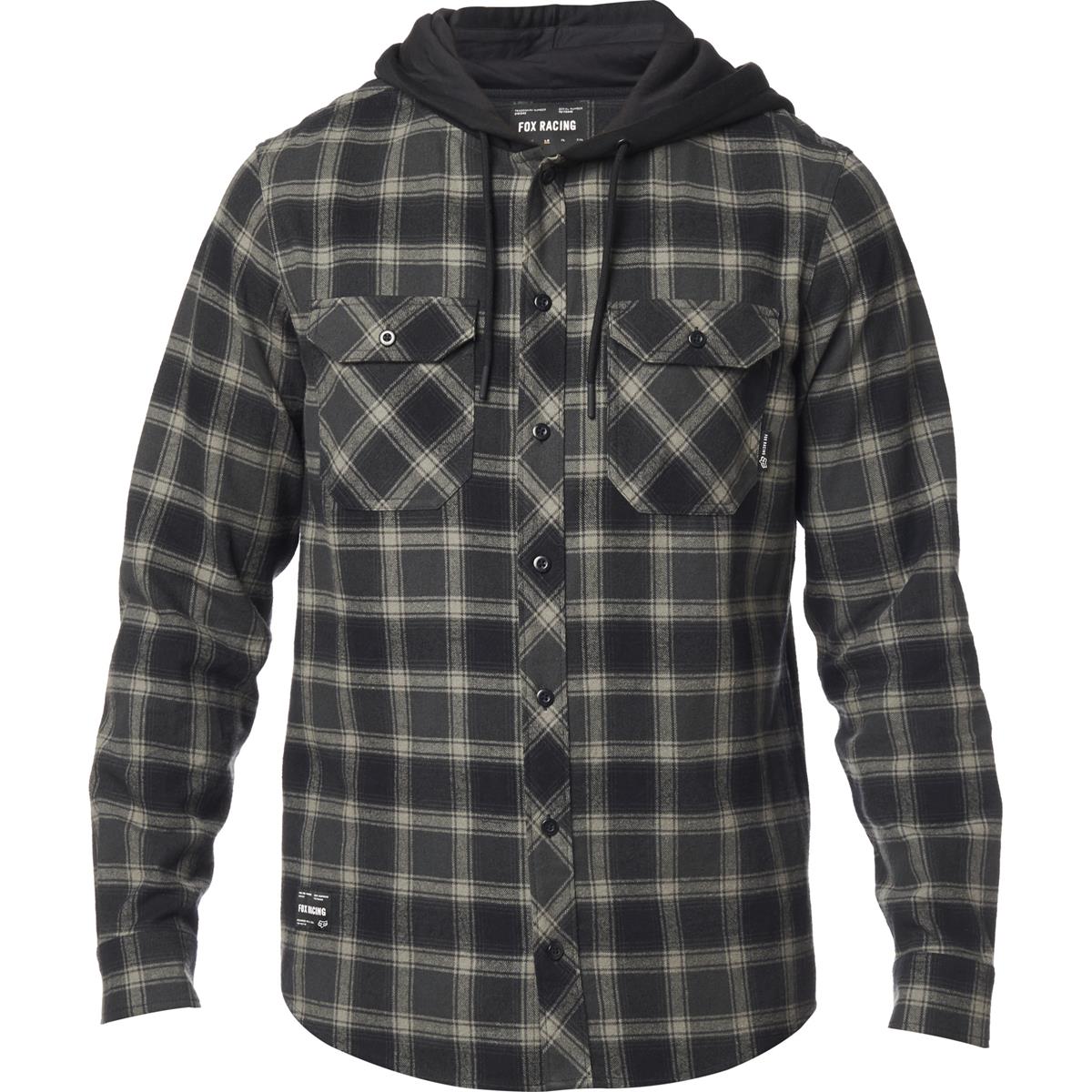 Fox Flannel Shirt Long Sleeve Avalon Hooded Black