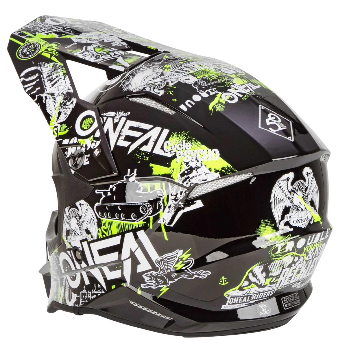 O'Neal 3SRS Attack 2.0 Moto Cross Helm MX Schwarz Neongelb MTB DH Offroad 