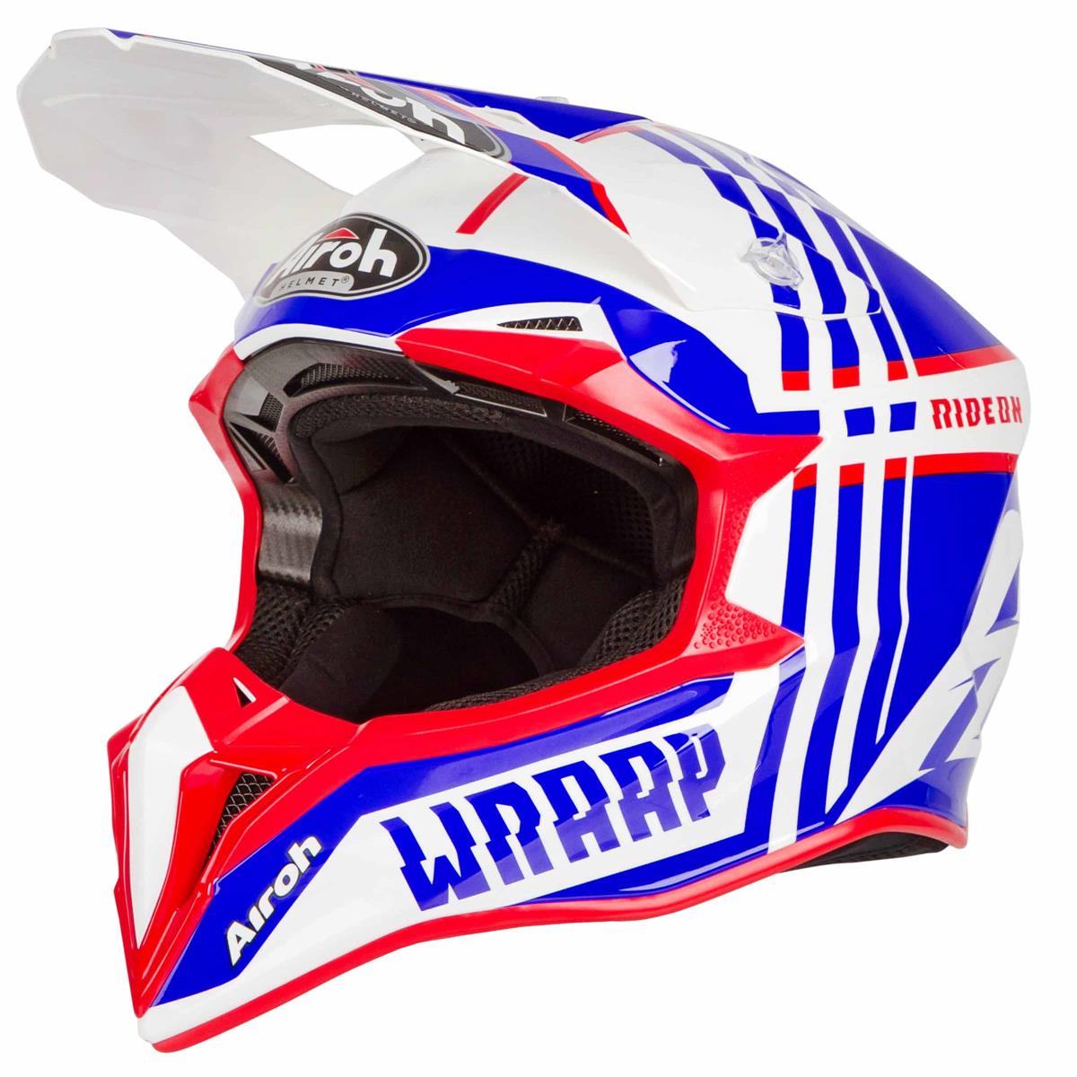 Airoh MX Helmet Wraap Broken Blue/Red Gloss | Maciag Offroad