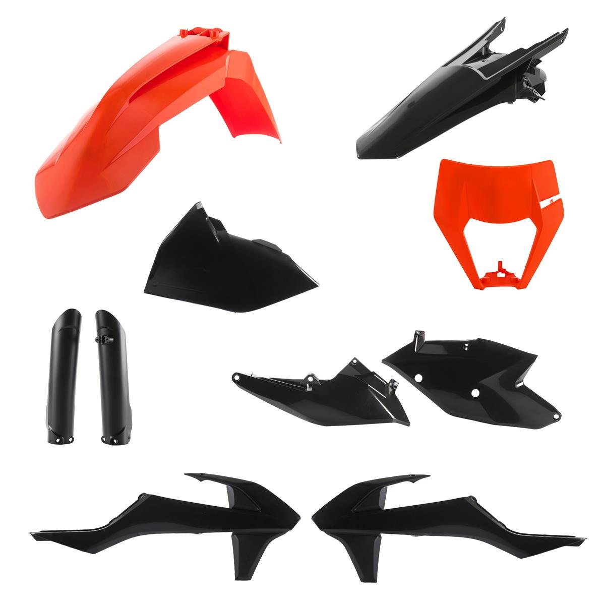 Acerbis Kit Plastiche completo Full-Kit KTM EXC 125/150/250/300, EXC-F 250/350/450/500 17-19, Black/Orange