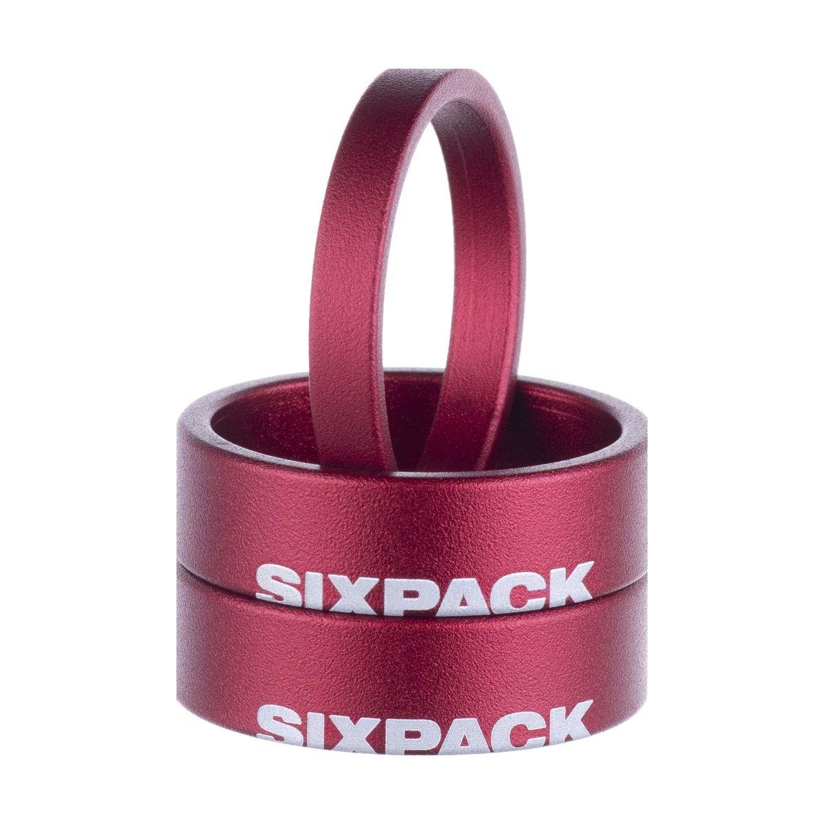 Sixpack Steuersatz Spacer Set Menace Rot, 1 1/8 Zoll, 3-teilig