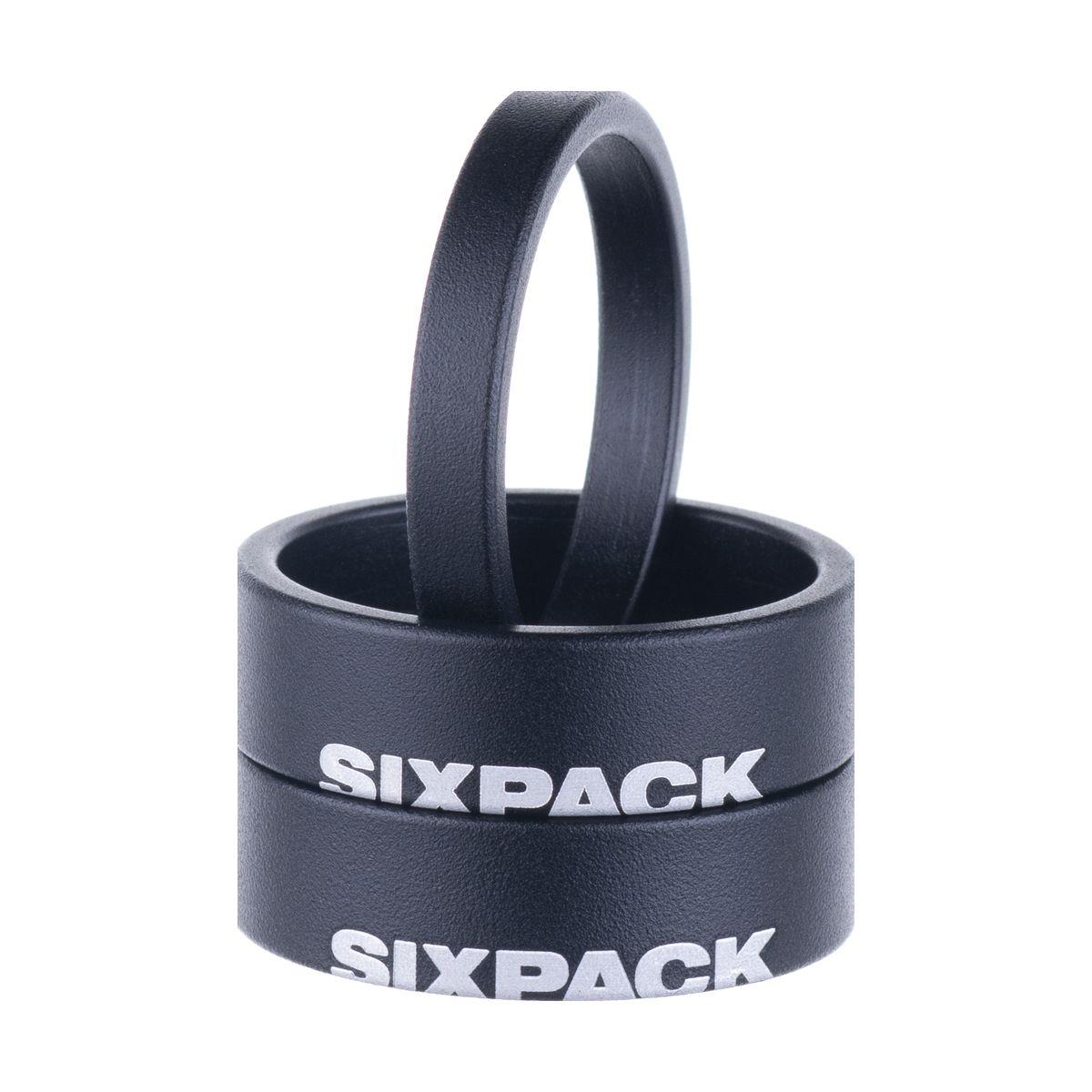 Sixpack Kit Entretoises de Direction Menace Noir, 1 1/8 Pouces, 3 Parts