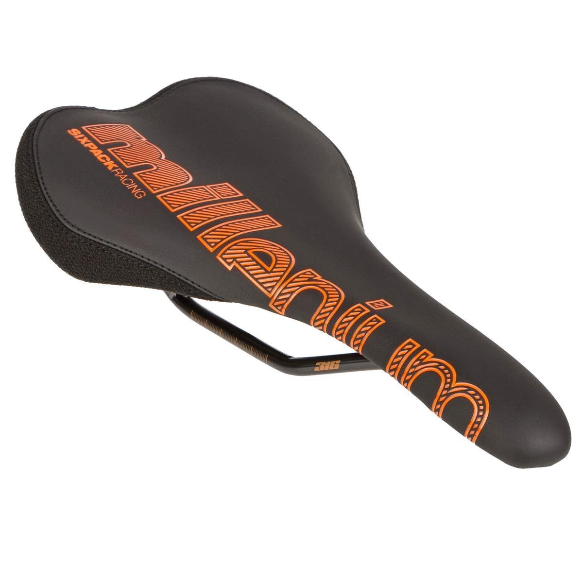 Sixpack Saddle Millenium Black/Orange, Cro-Mo Steel - Rail