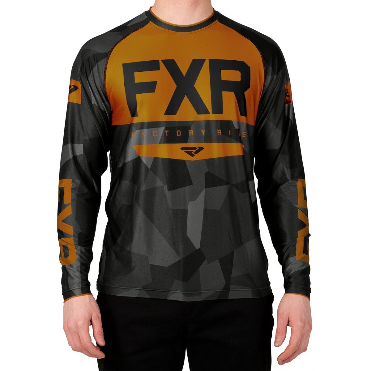 FXR T-Shirt Manica Lunga Helium X Tech Grey Camo/Orange