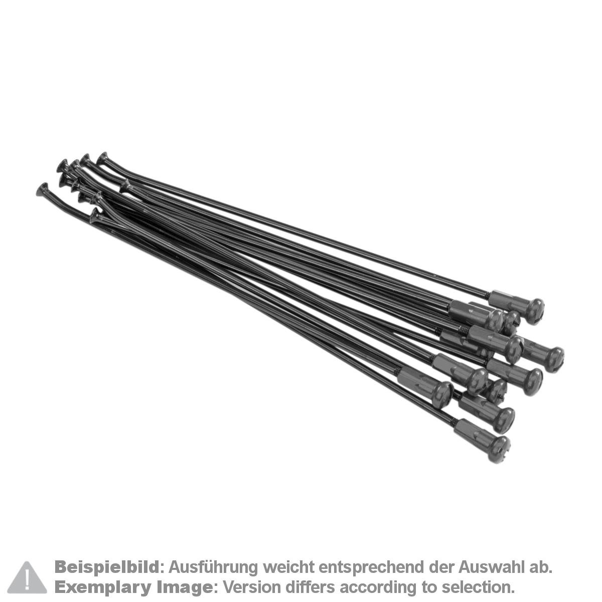 Kite Performance Speichensatz mit Speichennippel  21 Zoll, Vorderrad, 12 Stk., Schwarz/Silber