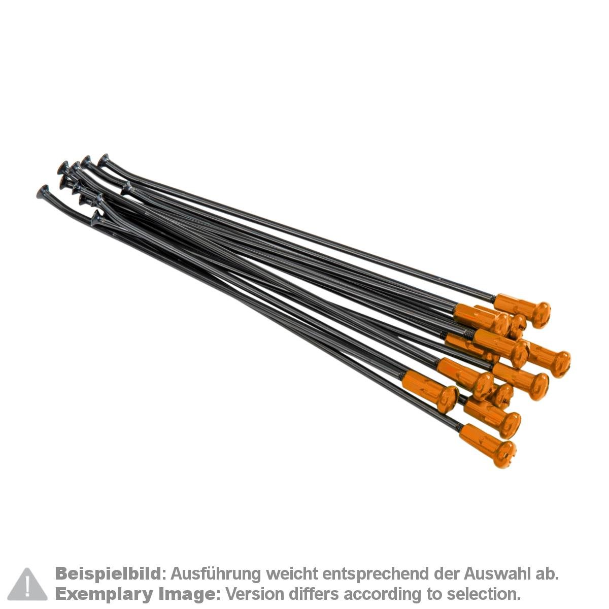 Kite Performance Speichensatz mit Speichennippel  21 Zoll, Vorderrad, 12 Stk., Schwarz/Orange