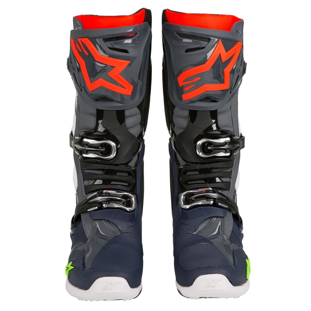 Alpinestars MX Boots Tech 10 Dark Gray/Dark Blue/Red Fluo | Maciag Offroad