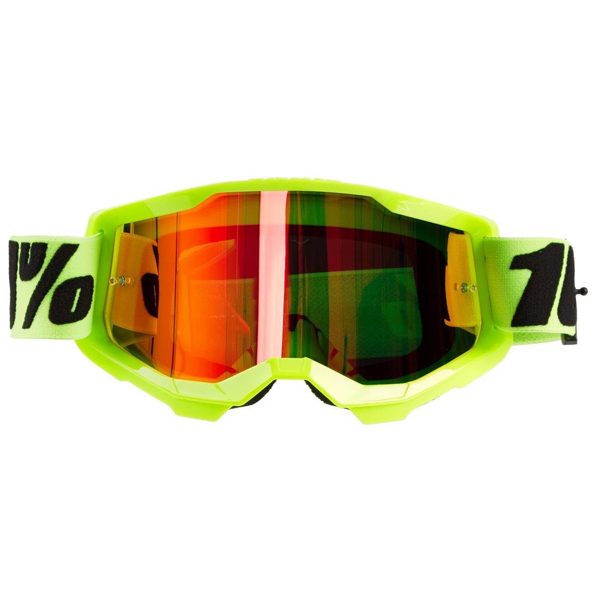 Neon Yellow/Mirror Gold,One Size Fits Most 100% Unisex-Adult Strata Junior MX Motocross Goggles 
