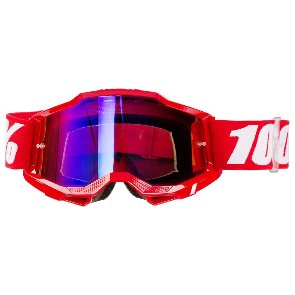 100% Goggle Accuri Gen. 2 Neon Red - Red/Blue Mirror Anti-Fog