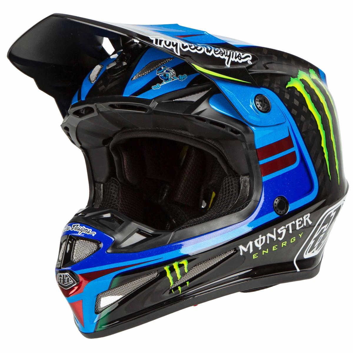 Troy Lee Designs Motocross-Helm SE4 Carbon LE Flash Monster - Blue