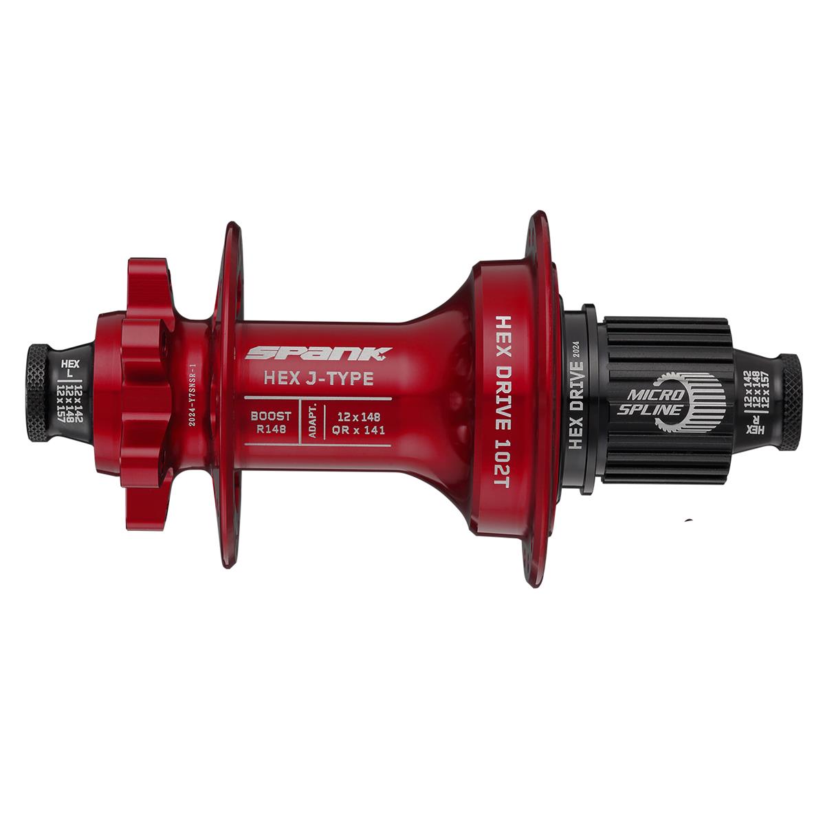 Spank Mozzo Posteriore MTB Hex J-Type 148 mm x 12 mm (Boost), SRAM XD, IS 6-Bolt, Rosso