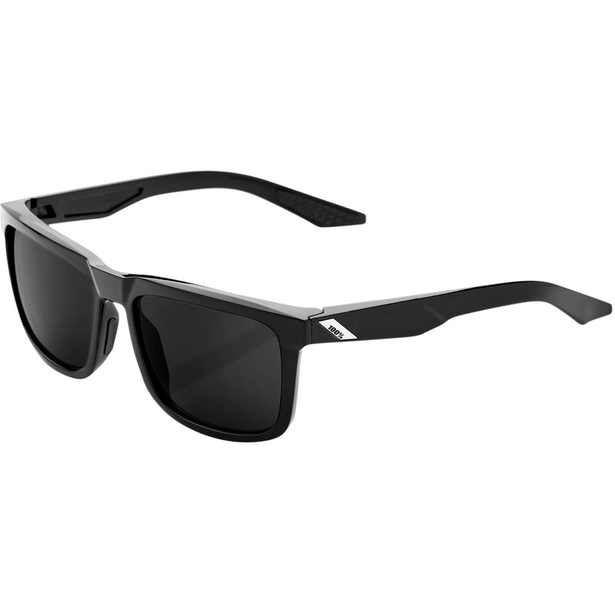 100% Sunglasses Blake Polished Black - Peakpolar Lens