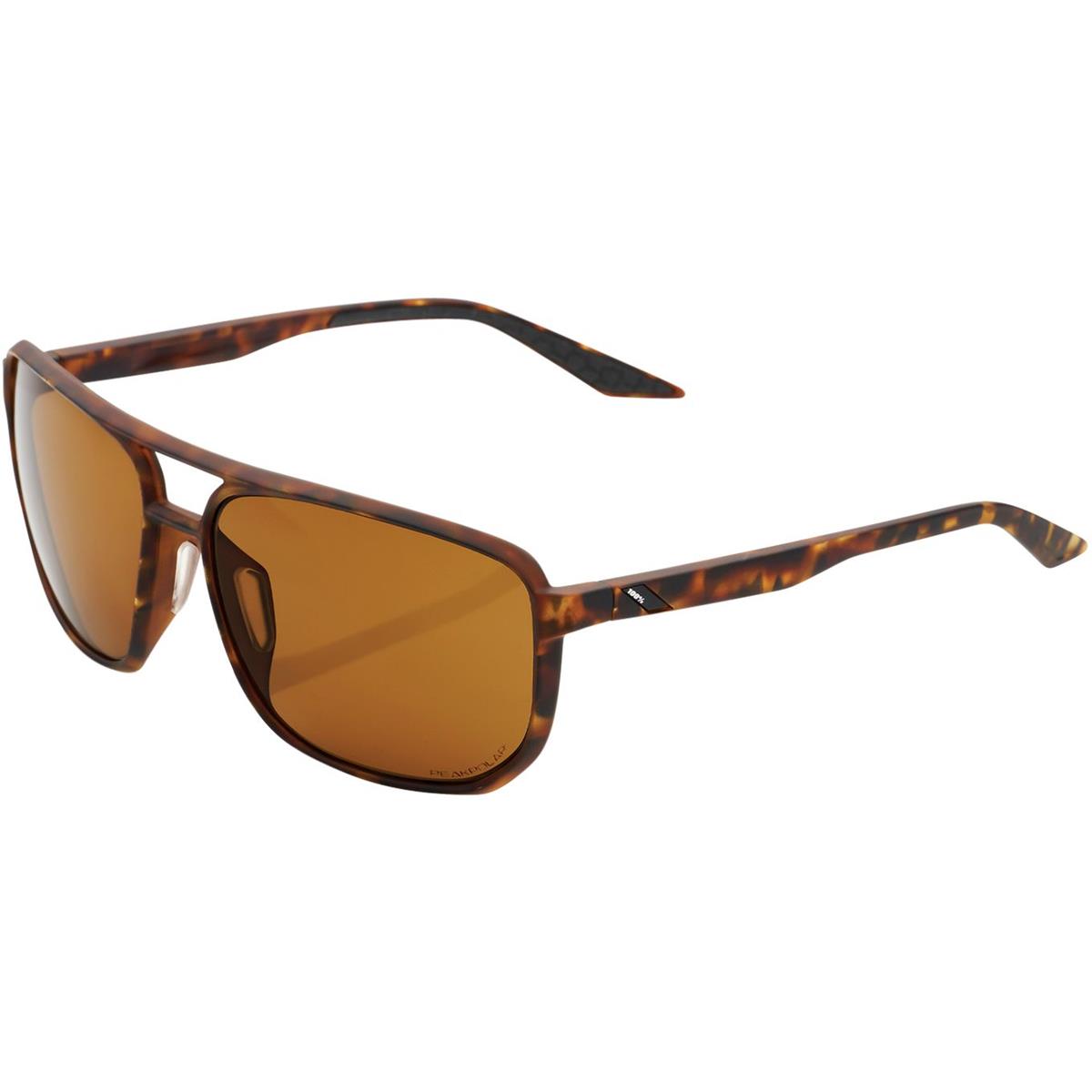 100% Sunglasses Konnor Aviator Square Soft Tact Havana - Peakpolar Lens