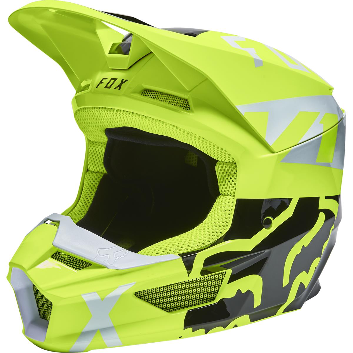 Fox Motocross-Helm V1 Skew - Flo Yellow