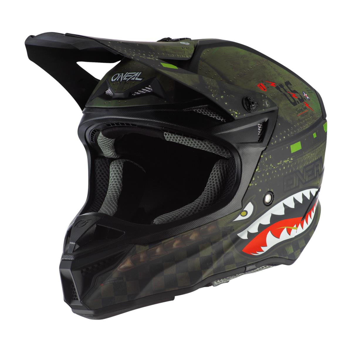 O'Neal Motocross-Helm 5SRS Polyacrylite Warhawk - Schwarz/Grün