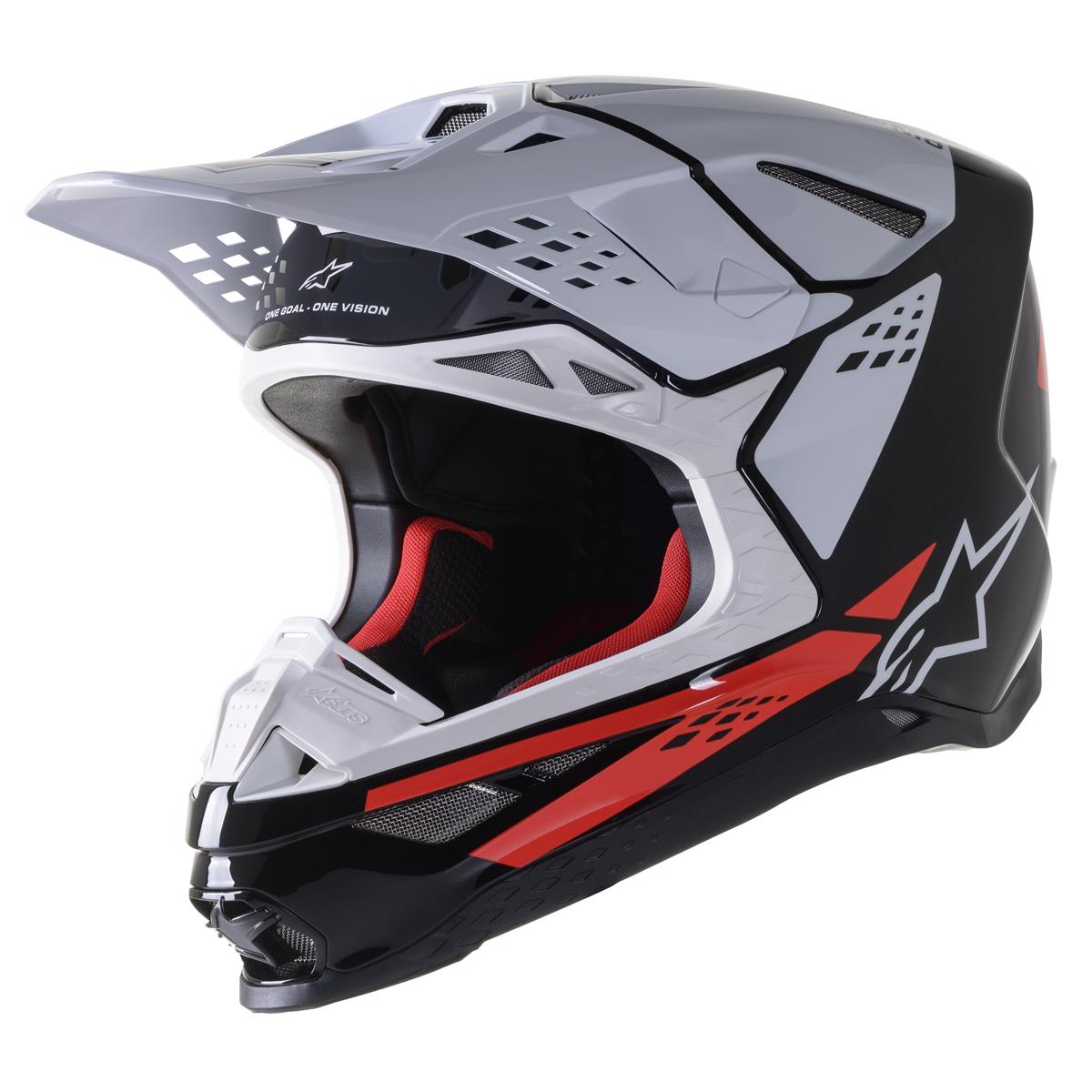 Alpinestars MX Helmet Supertech S-M8 Factory - Black/White/Fluorescent Red
