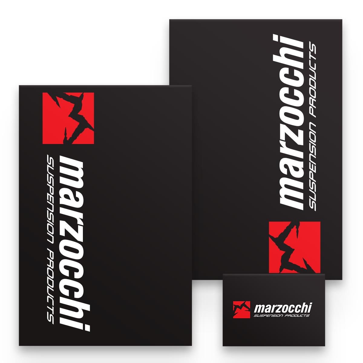 Maciag Offroad Autocollants de Protection de Fourche  Marzocchi, Noir/Blanc/Rouge