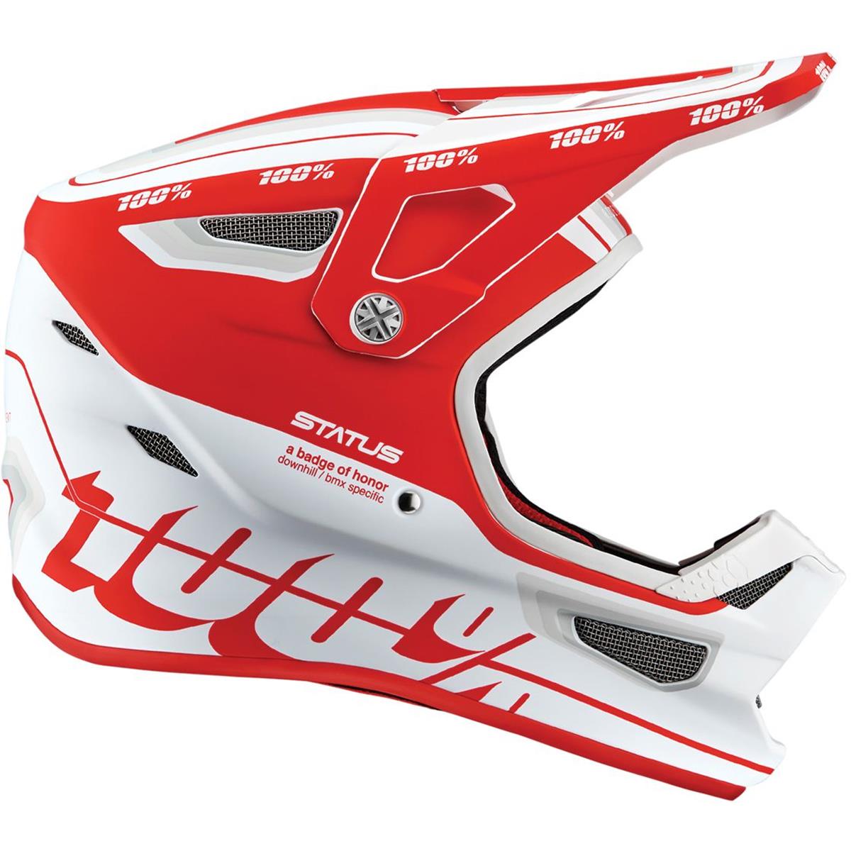 100% Kids Downhill MTB-Helmet Status Topenga - Red/White