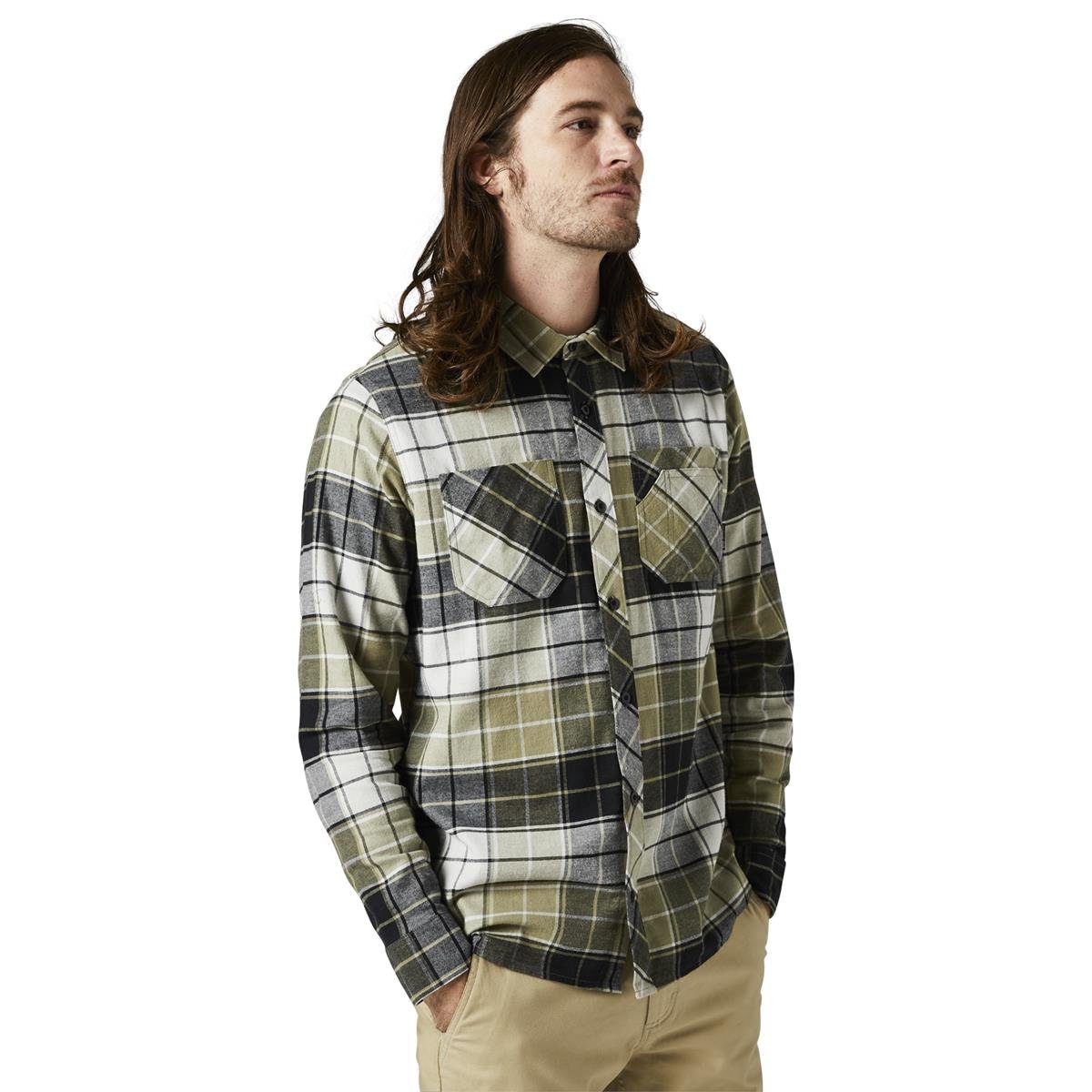 Fox Shirt Long Sleeve Grainz Utility Flannel Bark