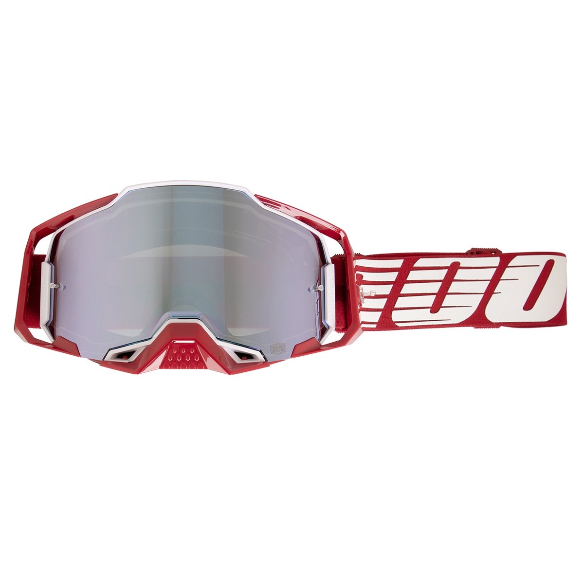 100% Goggle Armega Oversized Deep Red - Silver Mirror, Anti Fog
