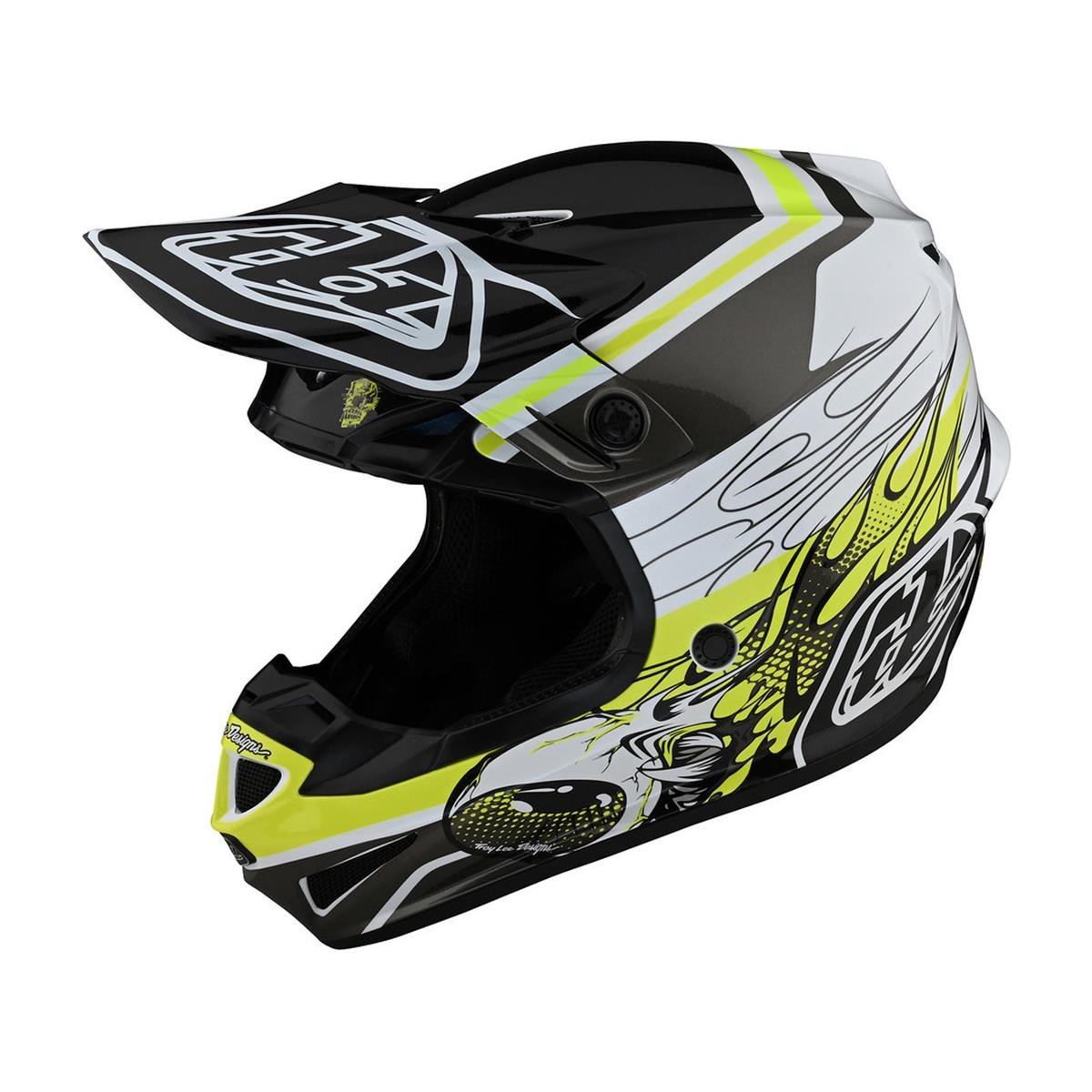 Troy Lee Designs Motocross-Helm SE4 Polyacrylite Skooly - Schwarz/Gelb