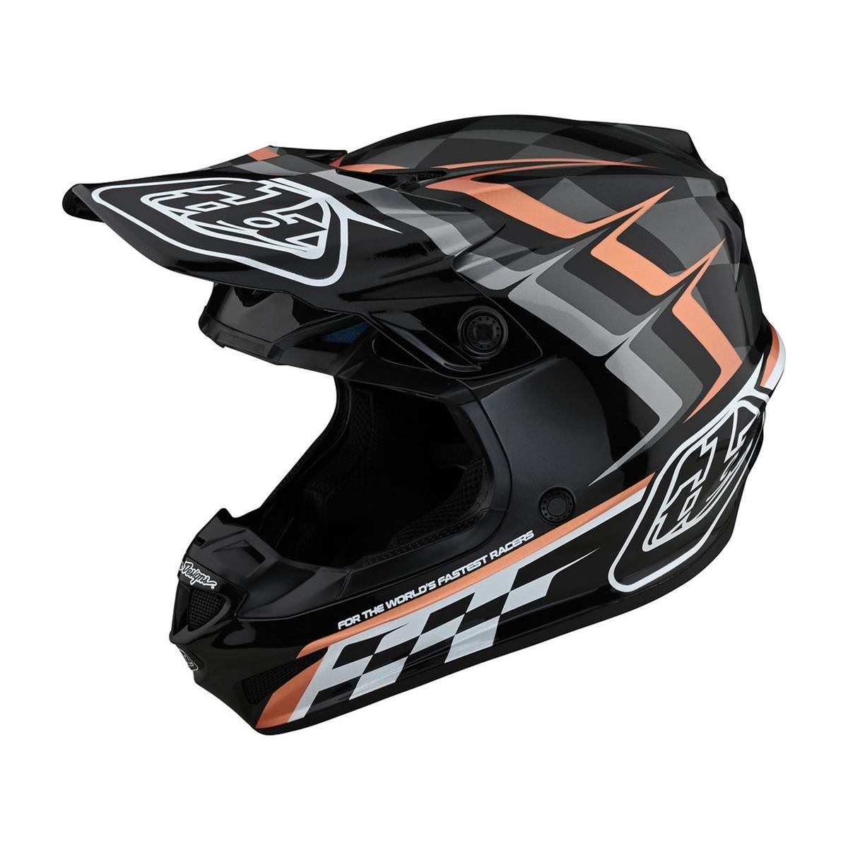 Troy Lee Designs Motocross-Helm SE4 Polyacrylite Warped - Schwarz/Copper