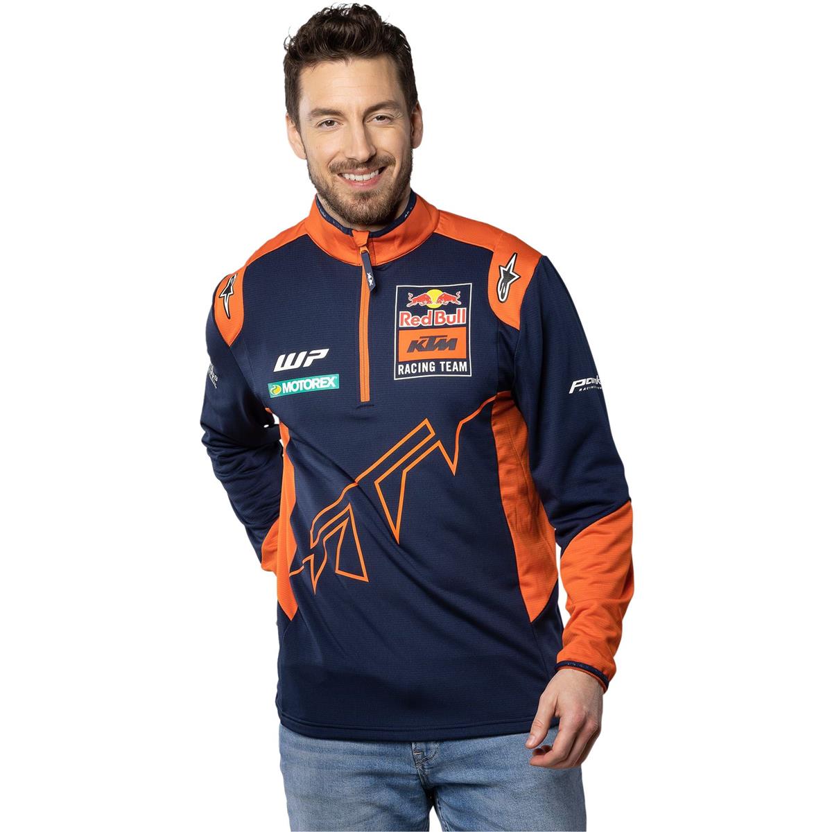 Red Bull Mezza Cerniera del Pullover KTM Official Teamline Navy/Arancione
