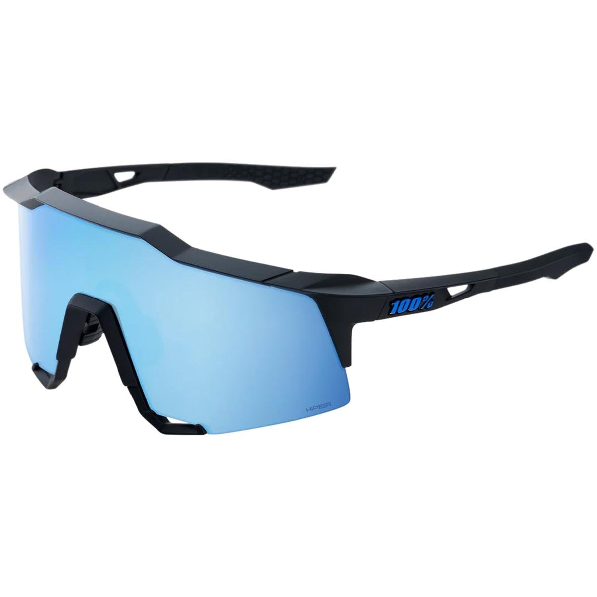 100% MTB Sport Glasses Speedcraft Matte Black - HiPER Blue Multilayer Mirror Lens