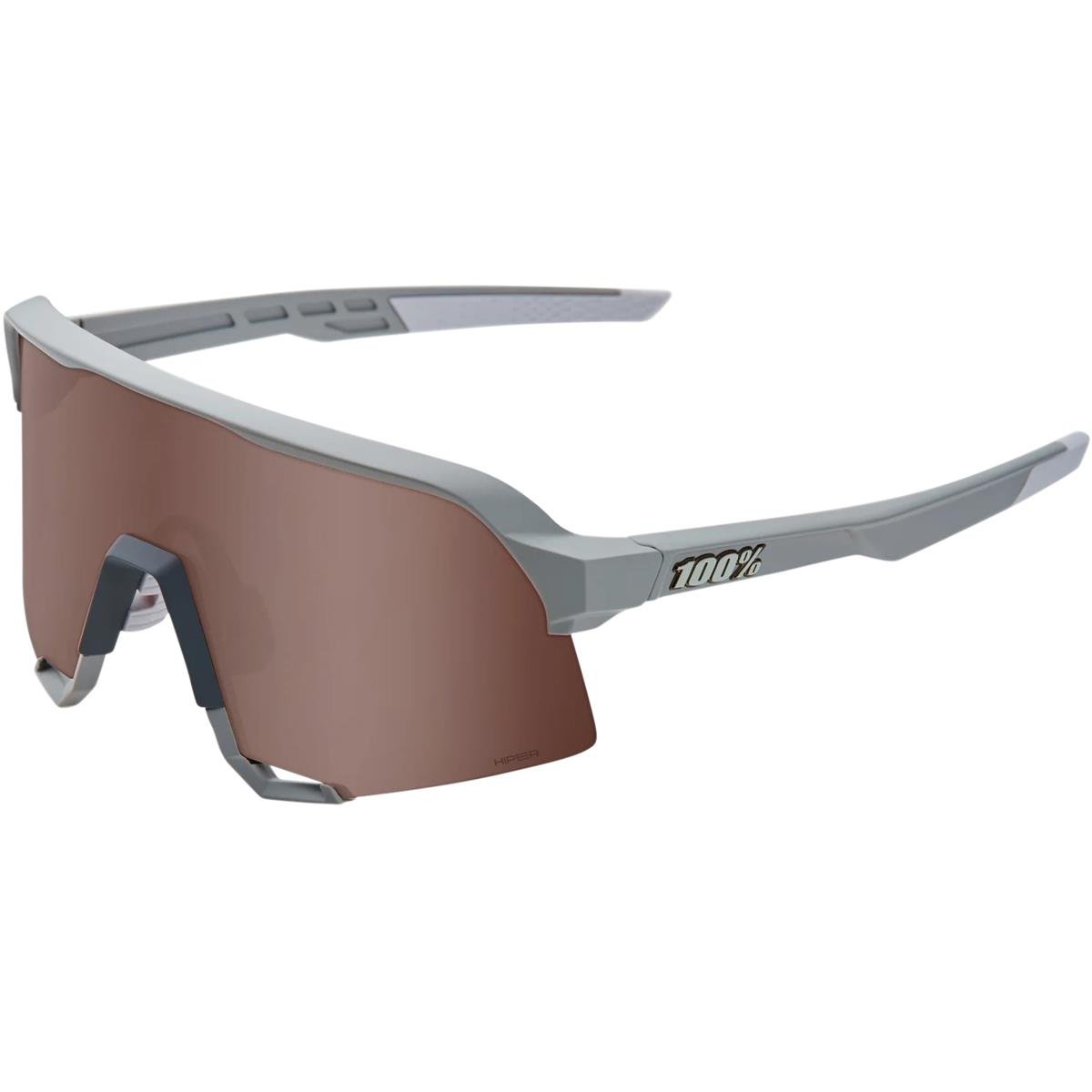 100% MTB Sport Glasses S3 Soft Tact Stone Gray - Hiper Crimson Silver Mirror Lens