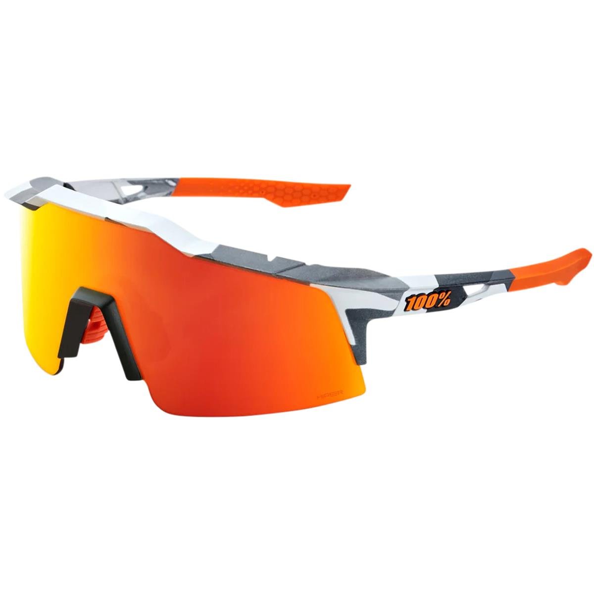 100% MTB Sport Glasses Speedcraft SL Soft Tact Gray Camo - HiPER Red Multilayer Mirror Lens