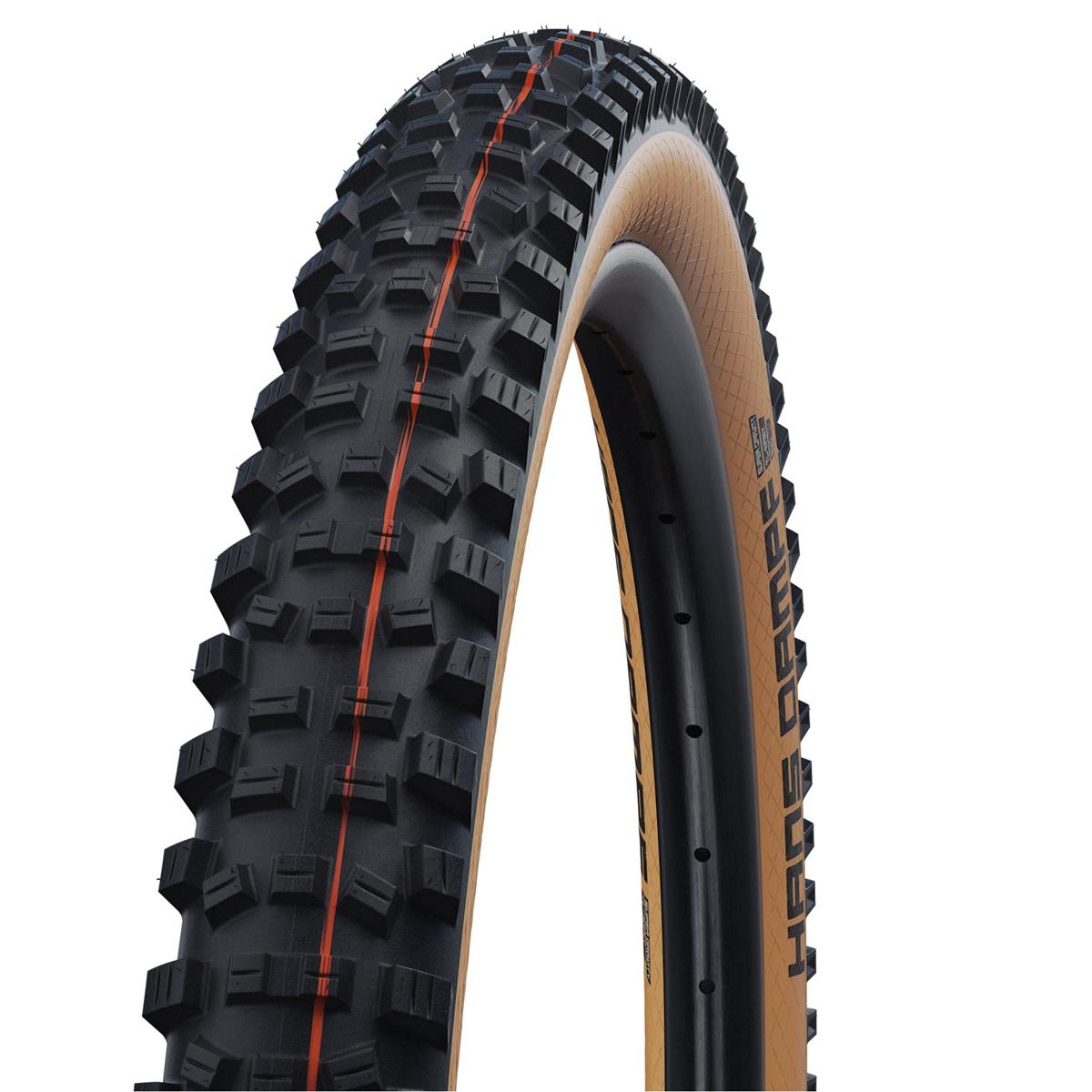 Schwalbe MTB Tire Hans Dampf HS 491 Black/Bronze, 27.5 x 2.6 Inch, SnakeSkin, Super Trail, Tubeless Easy, Addix Soft, Foldable