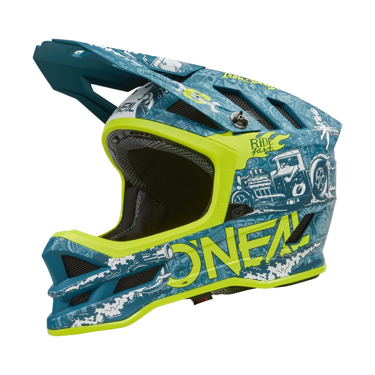 O'Neal Downhill MTB Helmet Blade Polyacrylite HR V.22 - Teal/Yellow Fluo