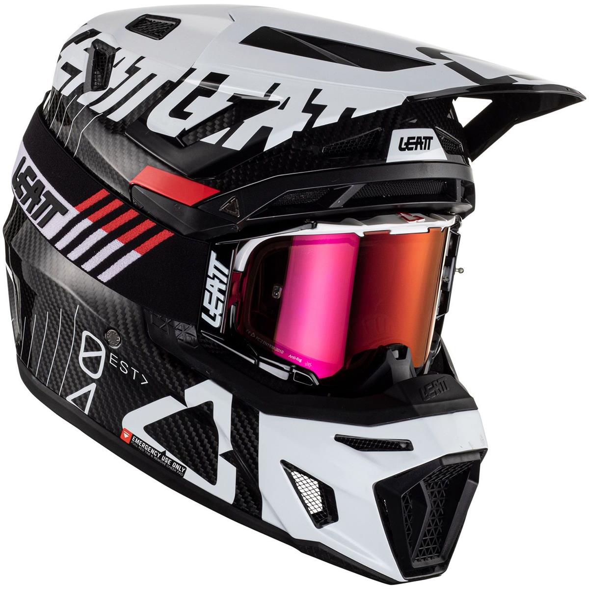 Leatt Motocross-Helm-Kit mit Brille Moto 9.5 V23 Carbon Weiß