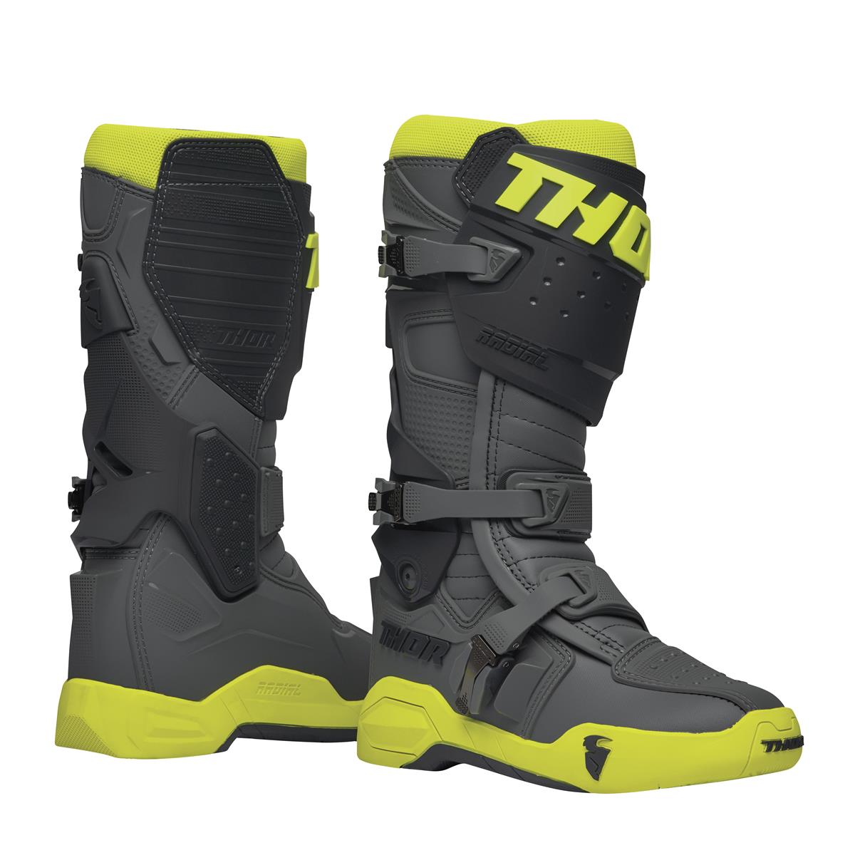 Thor MX Boots Radial Gray/Flo Yellow