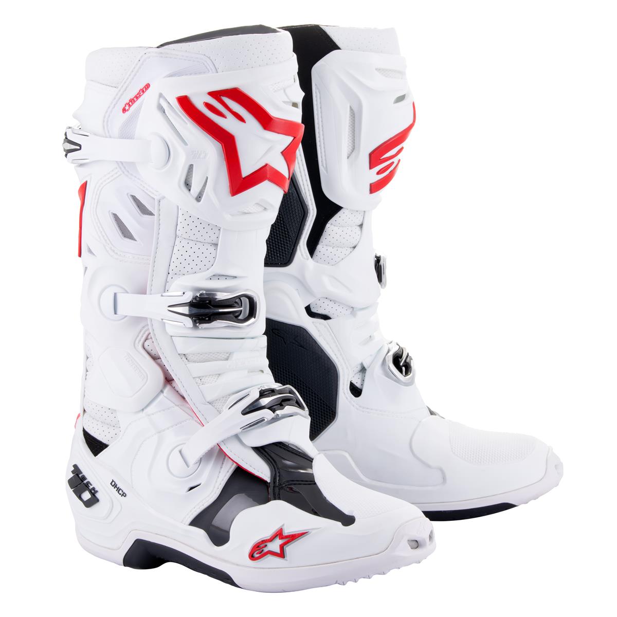 Alpinestars Motocross-Stiefel Tech 10 Supervented Weiß/Rot