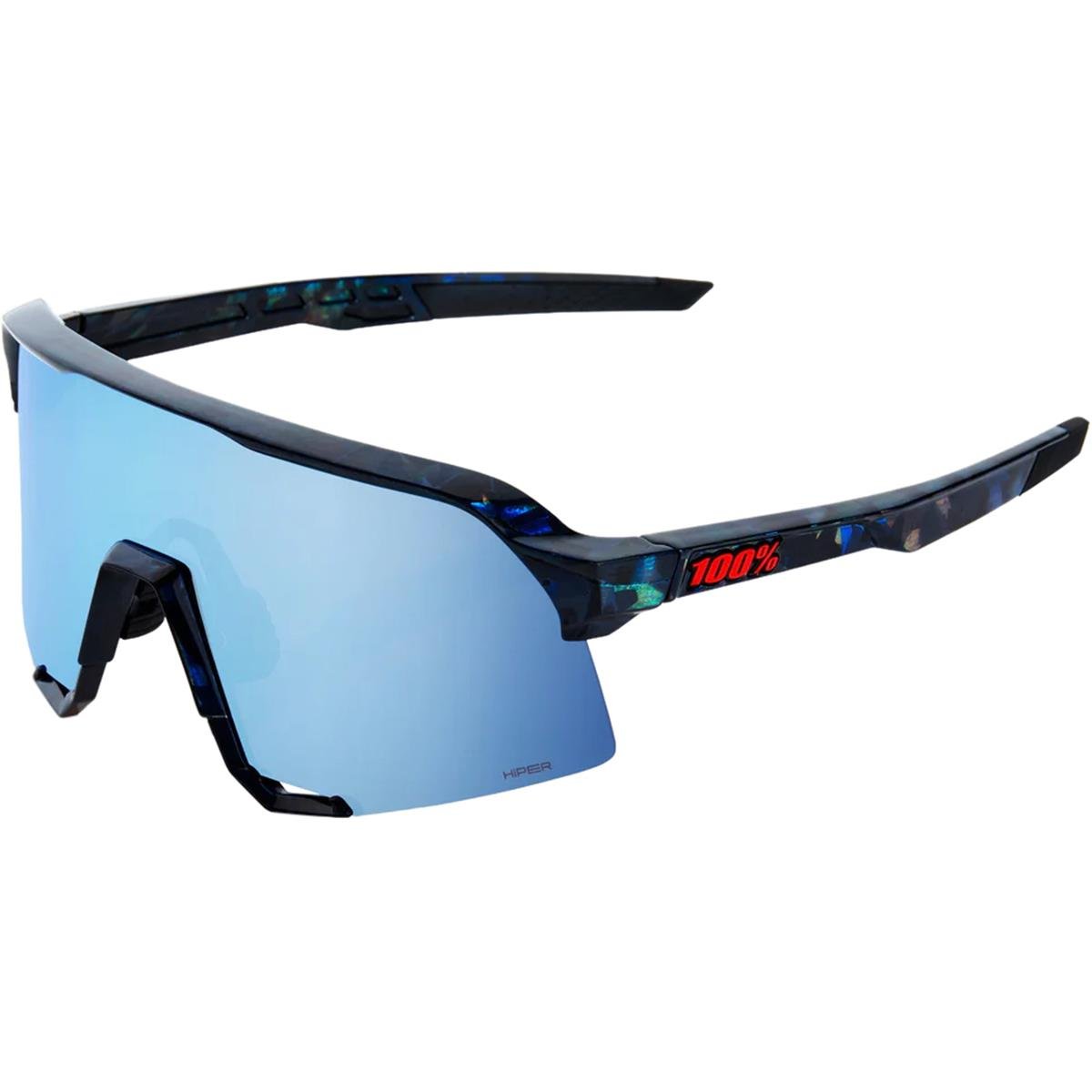 100% MTB-Sportbrille S3 Black Holographic - HiPER Blue Multilayer Mirror Lens