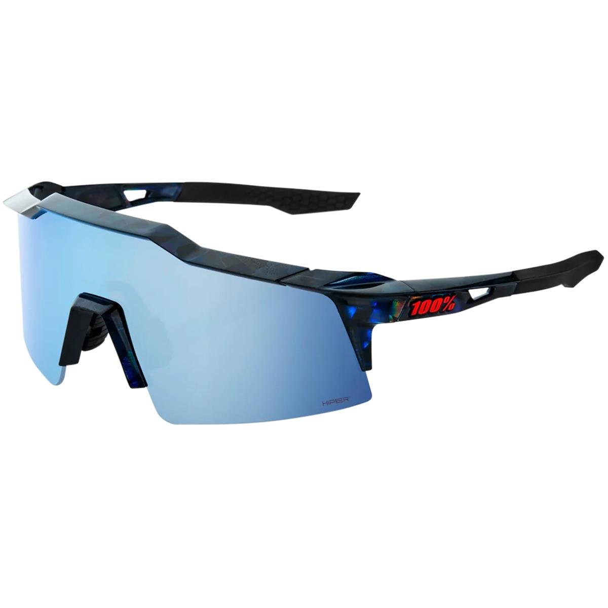100% MTB-Sportbrille Speedcraft SL Black Holographic - HiPER Blue Multilayer Mirror Lens