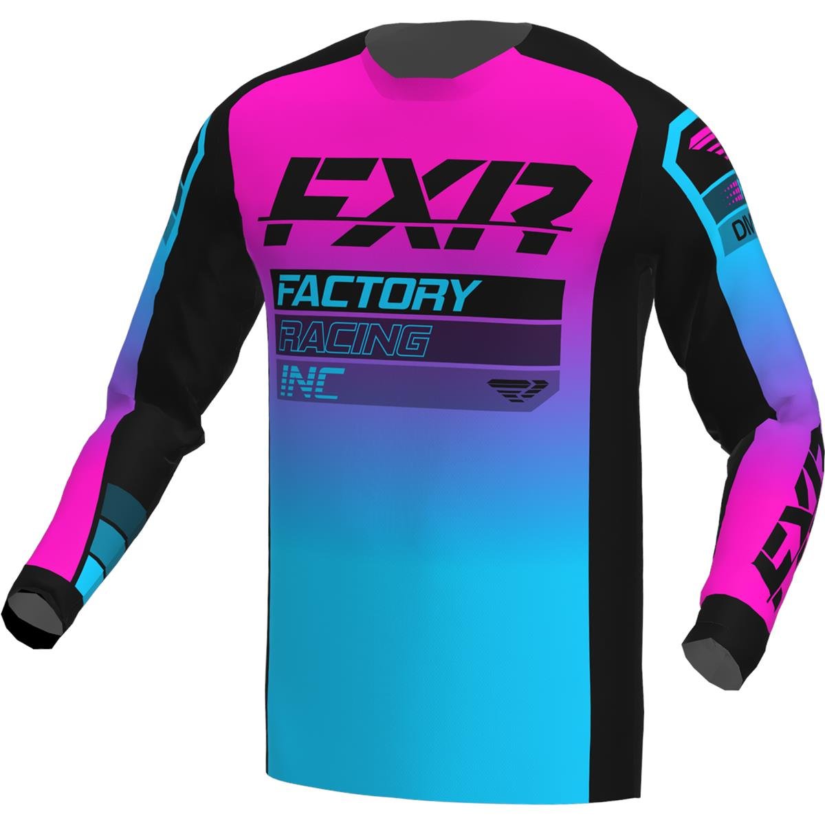 FXR Kids MX Jersey Clutch Pro Black/Sky/Pink