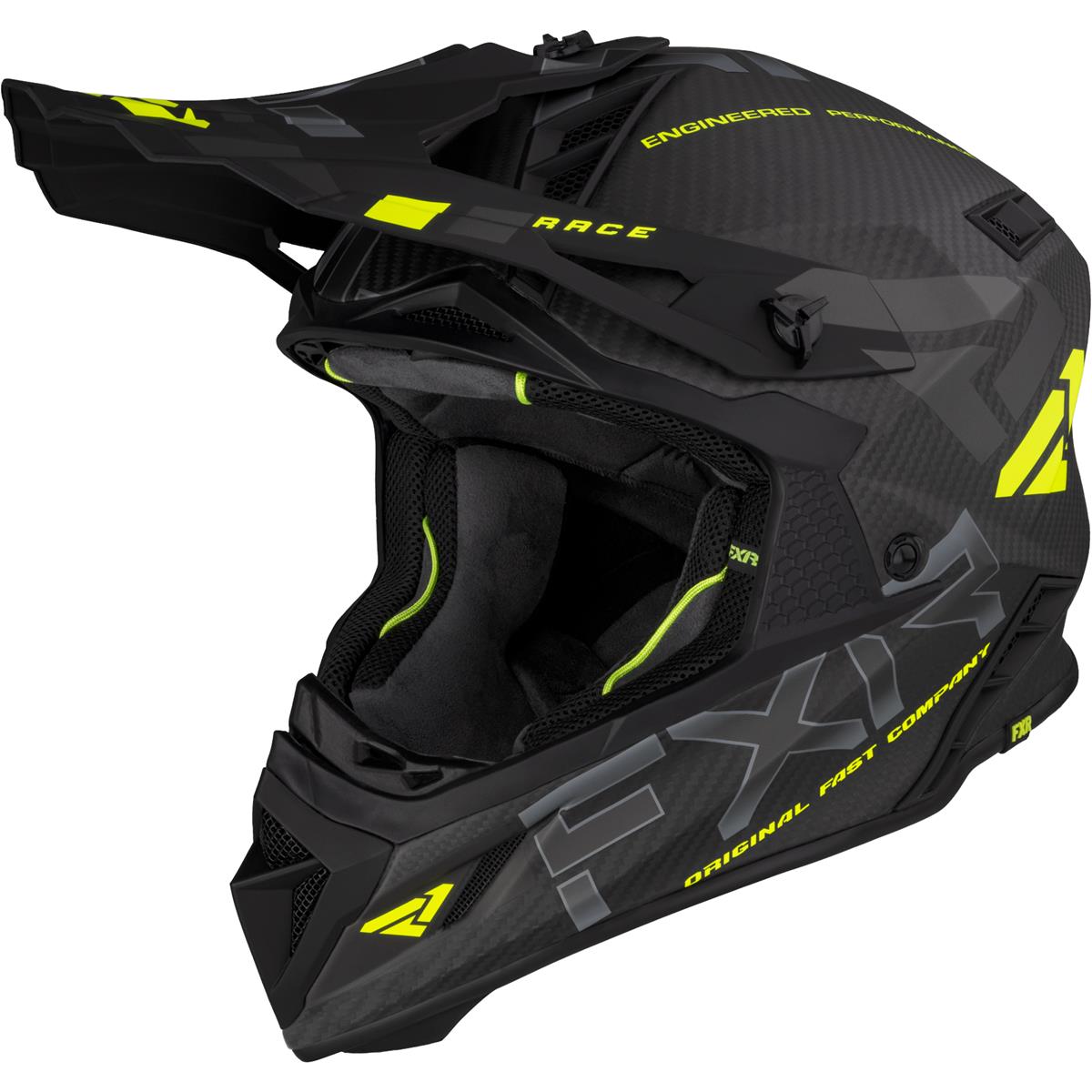 FXR Motocross-Helm Helium Carbon HiVis/Charcoal