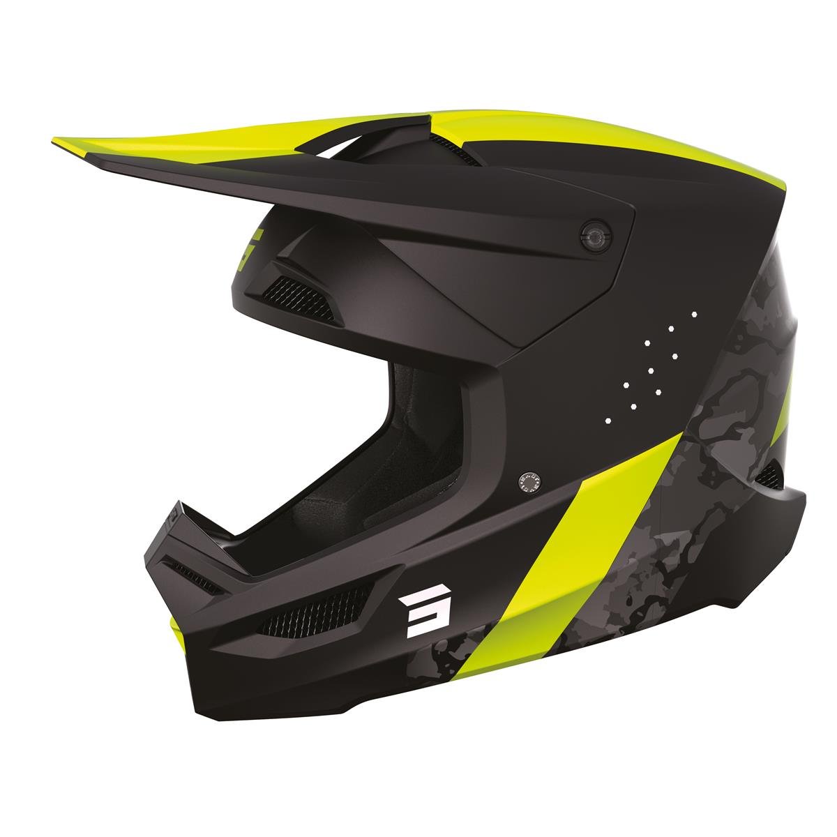 Shot Motocross-Helm Race Camo Neon Yellow Matt