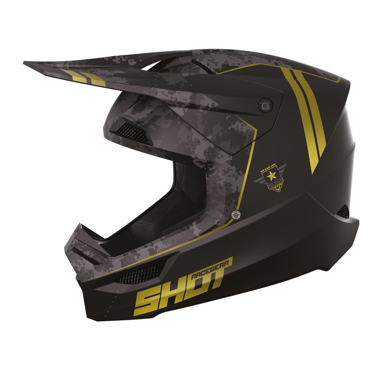 Shot Motocross-Helm Furious Army Gold Matt
