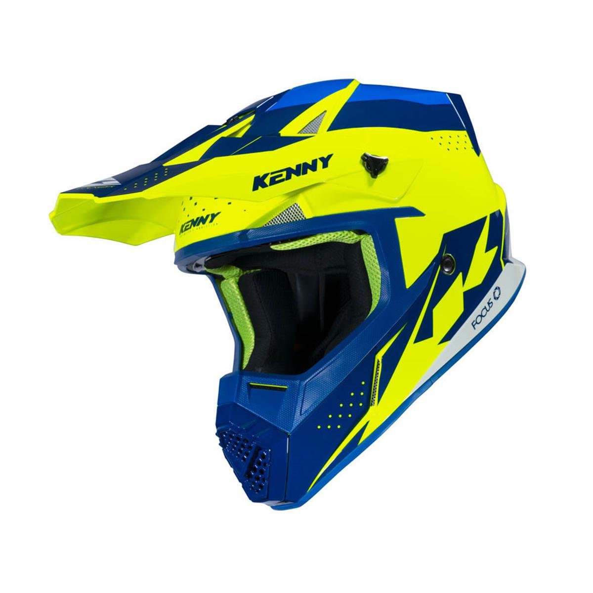 Kenny Motocross-Helm Track Graphic - Navy/Neongelb