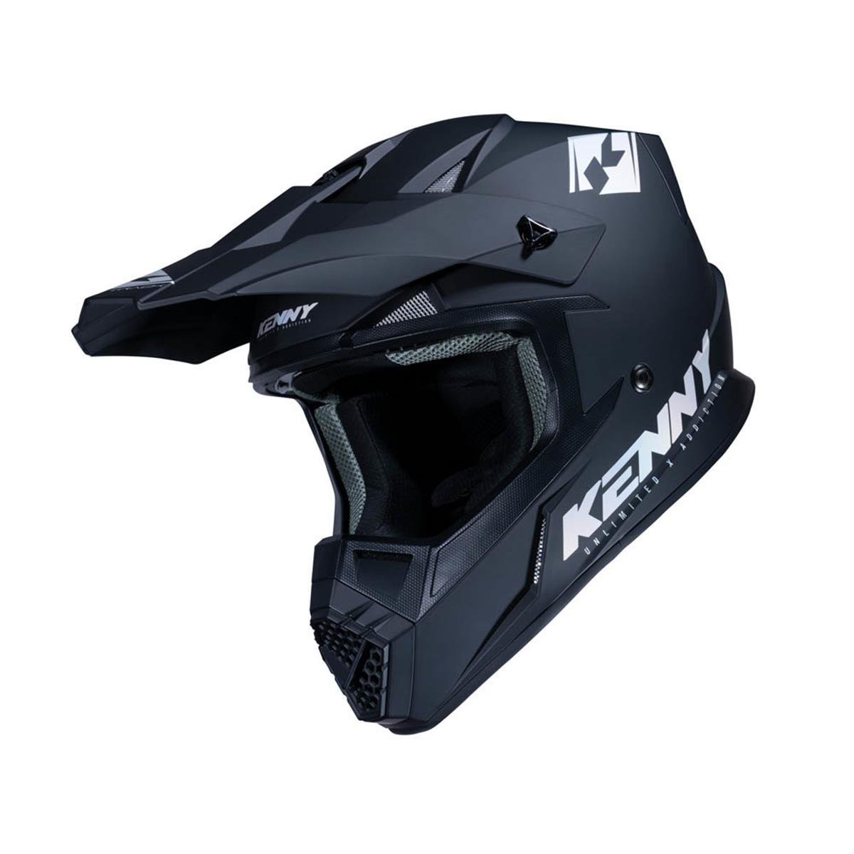 Kenny Motocross-Helm Track Solid - Matt Schwarz Holographic