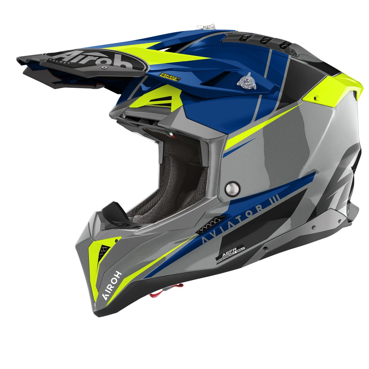 Airoh Motocross-Helm Aviator 3 Push - Blue Gloss