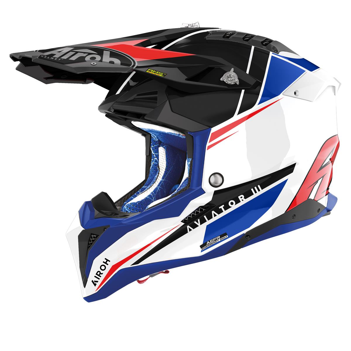 Airoh MX Helmet Aviator 3 Push - Blue/Red Gloss