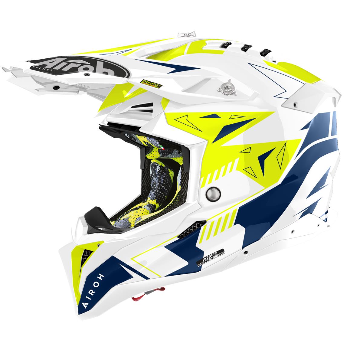 Airoh Motocross-Helm Aviator 3 Spin - Yellow/Blue Gloss
